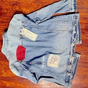 Denim patch work oversized jacket. Sz. large.